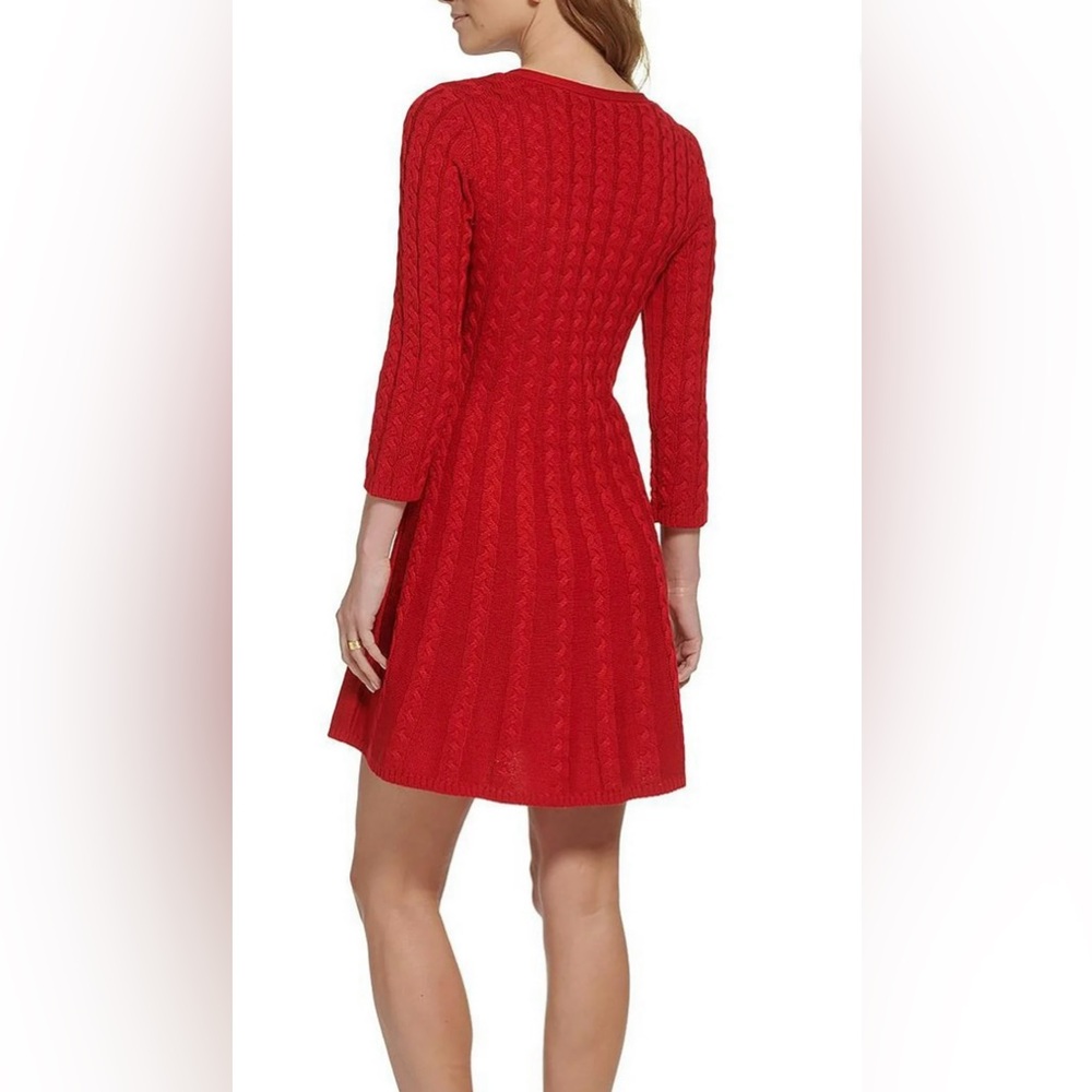 NWT Jessica Howard Petite Women’s V-Neck Cable-Knit Sweater Dress PM - Picture 2 of 3